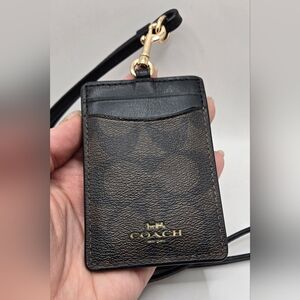 Coach Signature Canvas ID Lanyard / Card Holder